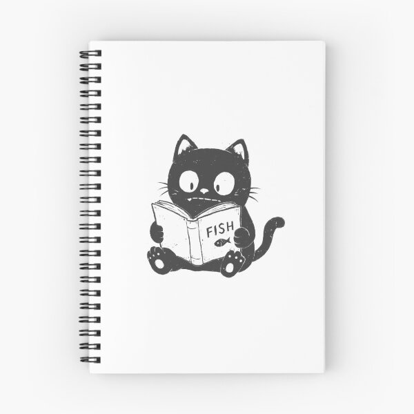 Item preview, Cute Black Cat – Fish Study Session designed and sold by Cute & Funny Hand-Drawn Prints | Happy Doodle Friends Shop.