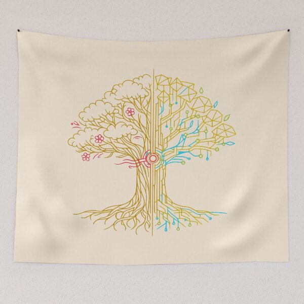 Item preview, Minimalist Line Art Cybernetic Tree designed and sold by KungPowUnicorn.
