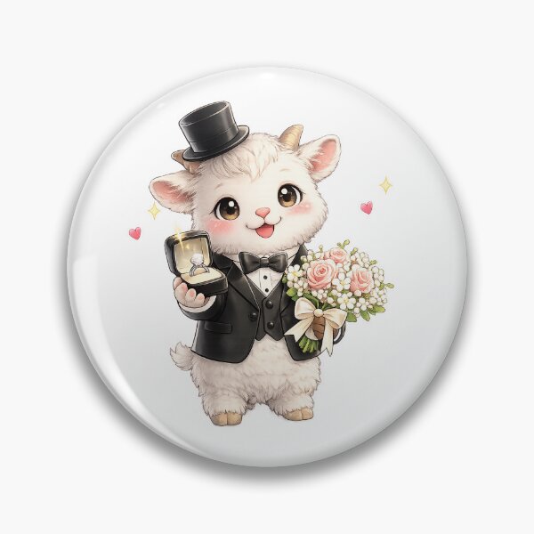 Item preview, Adorable Goat Groom with Ring and Flowers designed and sold by QuiteOrbit.