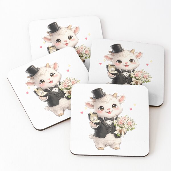 Item preview, Adorable Goat Groom with Ring and Flowers designed and sold by QuiteOrbit.