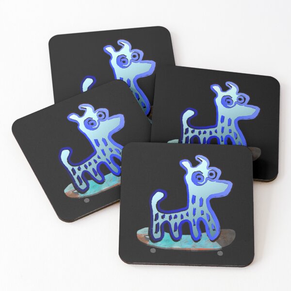 Item preview,  Animal Skate Cute Blue Monster Riding Skateboard Illustration designed and sold by CuriousKingShop.