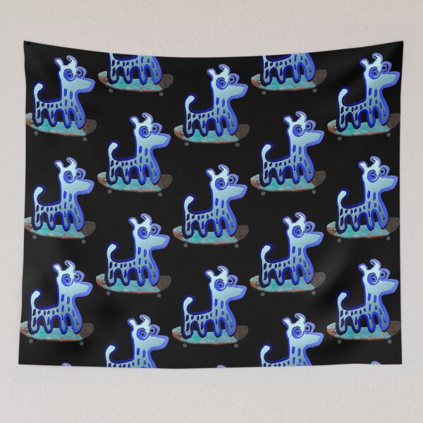 Item preview,  Animal Skate Cute Blue Monster Riding Skateboard Illustration designed and sold by CuriousKingShop.