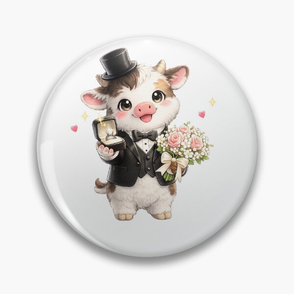 Item preview, Cute cow Wedding with Bouquet and Ring Gift designed and sold by QuiteOrbit.