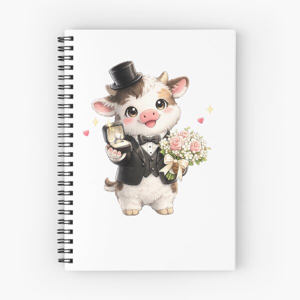 Item preview, Cute cow Wedding with Bouquet and Ring Gift designed and sold by QuiteOrbit.