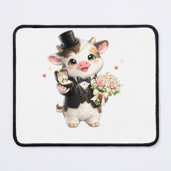 Item preview, Cute cow Wedding with Bouquet and Ring Gift designed and sold by QuiteOrbit.