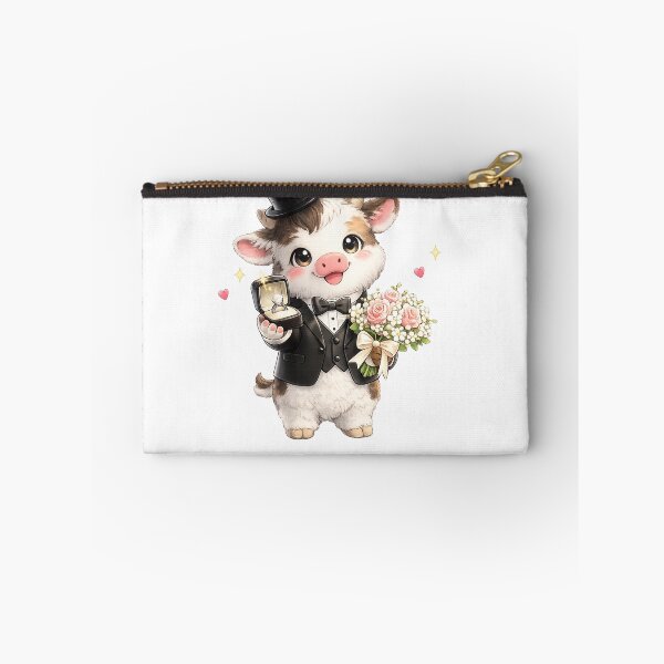 Item preview, Cute cow Wedding with Bouquet and Ring Gift designed and sold by QuiteOrbit.