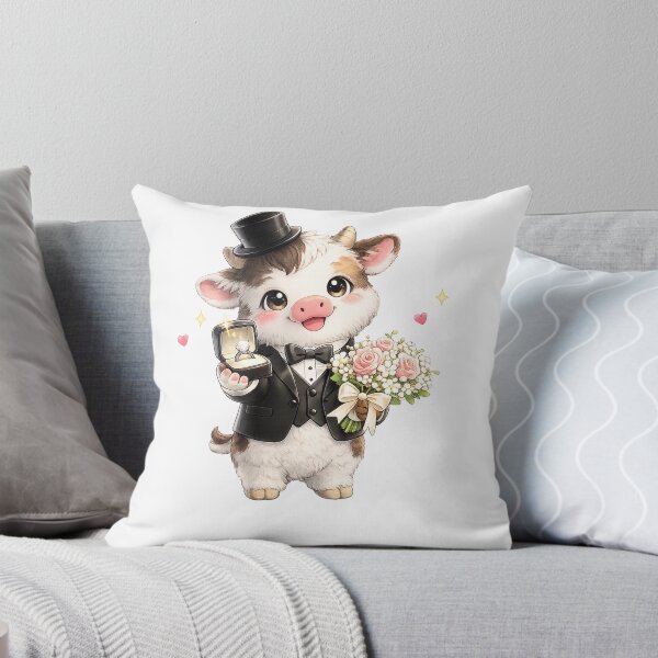 Item preview, Cute cow Wedding with Bouquet and Ring Gift designed and sold by QuiteOrbit.