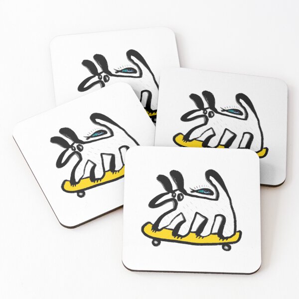 Item preview, Cute Black And White Dog On Yellow Skateboard Design designed and sold by CuriousKingShop.