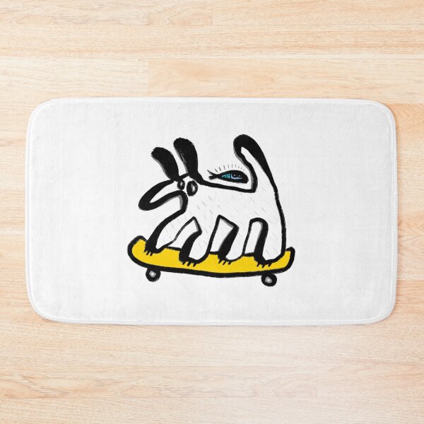 Item preview, Cute Black And White Dog On Yellow Skateboard Design designed and sold by CuriousKingShop.
