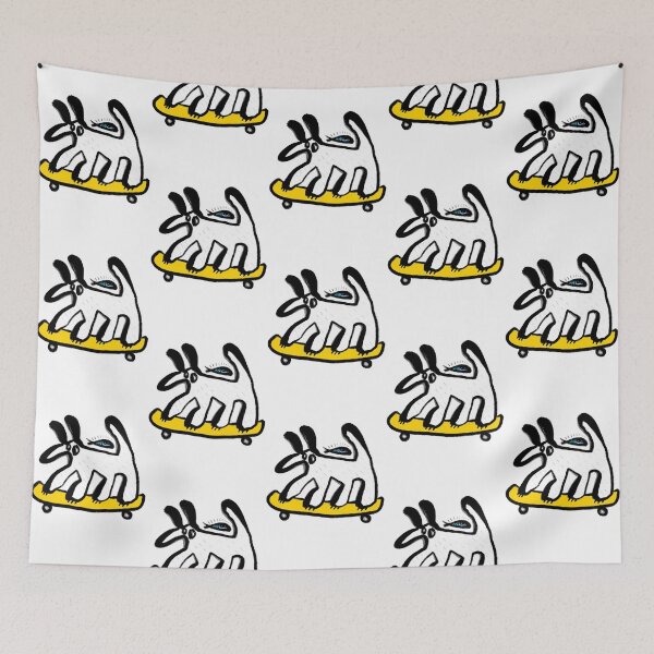 Item preview, Cute Black And White Dog On Yellow Skateboard Design designed and sold by CuriousKingShop.