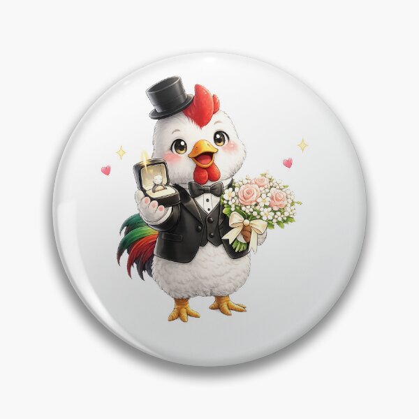 Item preview, Cute Rooster Proposing with Diamond Ring and Roses designed and sold by QuiteOrbit.