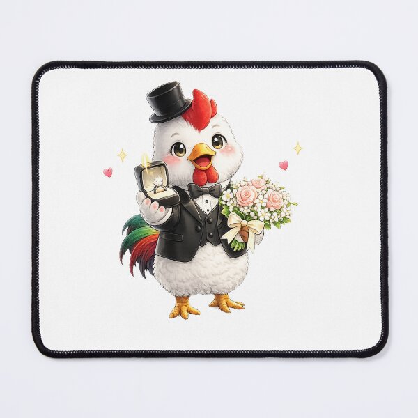Item preview, Cute Rooster Proposing with Diamond Ring and Roses designed and sold by QuiteOrbit.