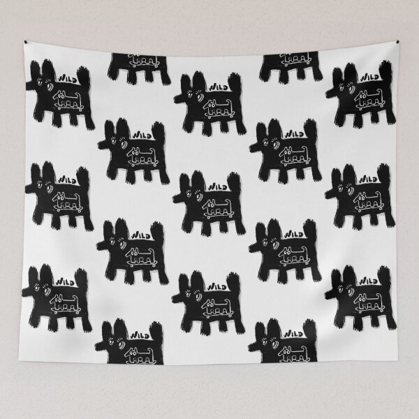Item preview, Black Dog Silhouette Grunge Graffiti Streetwear Art designed and sold by CuriousKingShop.
