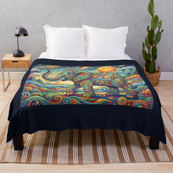 Item preview, Feng Shui Elephant Art, Colorful Abstract Geometric Mosaic Puzzle designed and sold by NaphiArtPrints.
