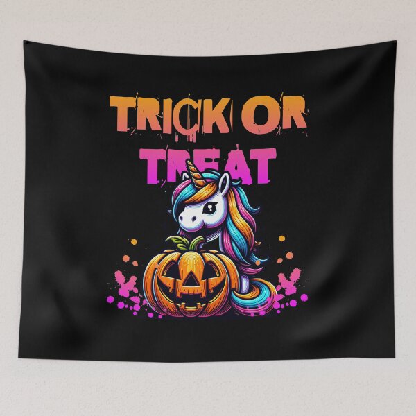 Item preview, Halloween Trick or Treat Unicorn With Pumpkin designed and sold by The Retromotel.