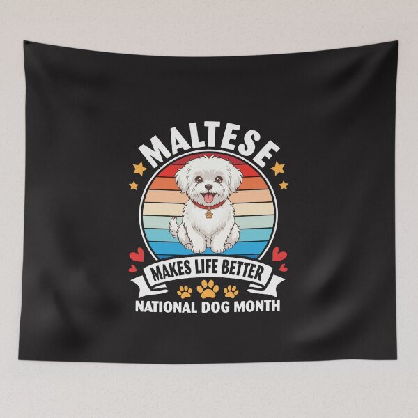Item preview, Cute Maltese Dog Makes Life Better Retro National Dog Month Vintage Design designed and sold by kiralynstration.