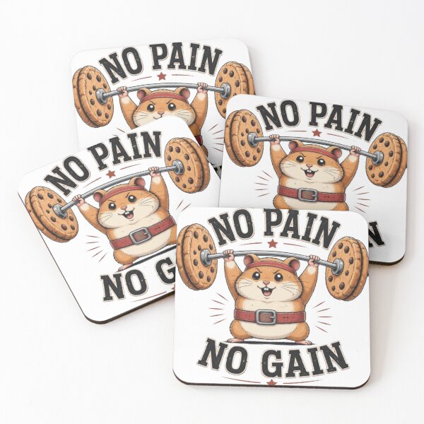 Item preview, No Pain No Gain Funny Gym Hamster Cookie Weightlifting Pun designed and sold by Ankushpc.