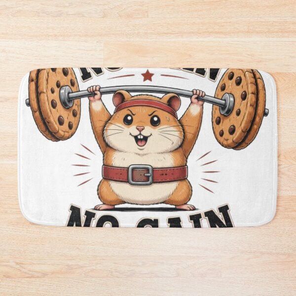 Item preview, No Pain No Gain Funny Gym Hamster Cookie Weightlifting Pun designed and sold by Ankushpc.