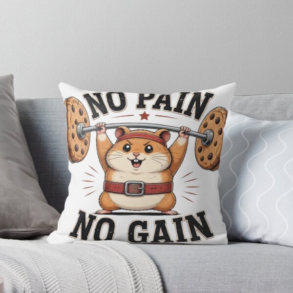 Item preview, No Pain No Gain Funny Gym Hamster Cookie Weightlifting Pun designed and sold by Ankushpc.