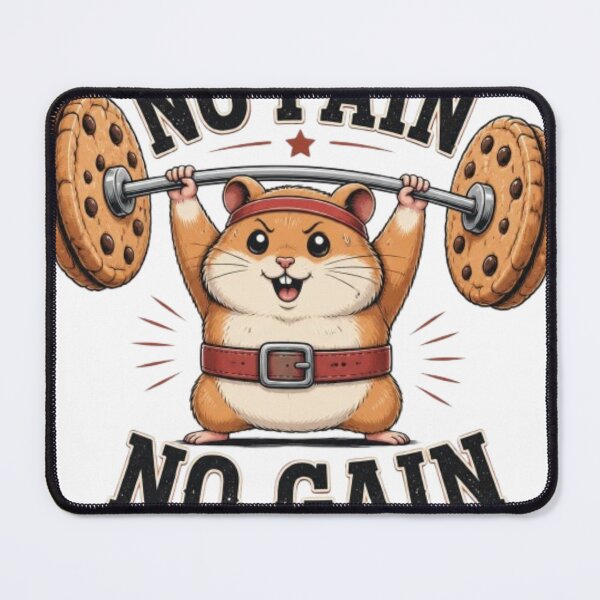 Item preview, No Pain No Gain Funny Gym Hamster Cookie Weightlifting Pun designed and sold by Ankushpc.