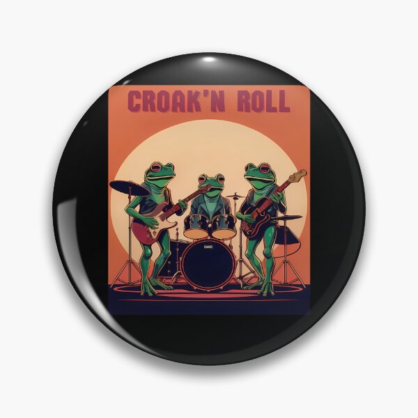 Item preview, Frogs Playing Guitars and Drums on a Stage under Croak'n Roll designed and sold by Eva4EvaDesigns.