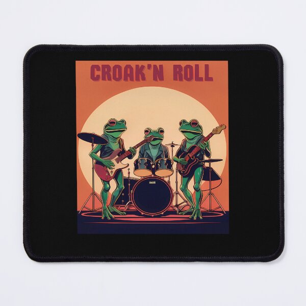 Item preview, Frogs Playing Guitars and Drums on a Stage under Croak'n Roll designed and sold by Eva4EvaDesigns.