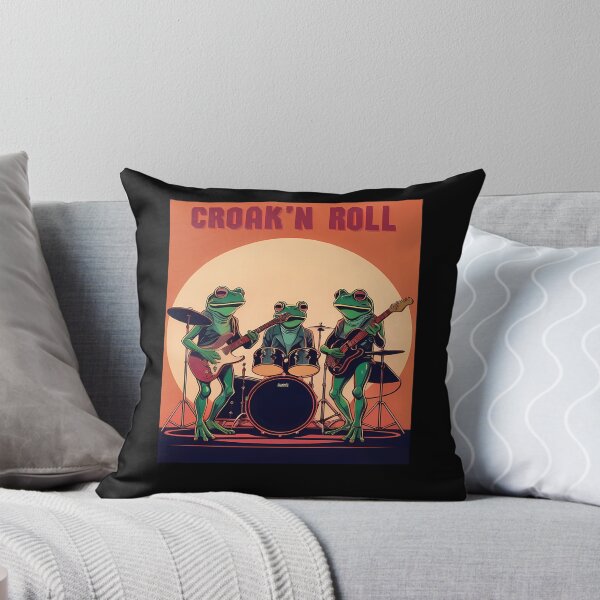 Item preview, Frogs Playing Guitars and Drums on a Stage under Croak'n Roll designed and sold by Eva4EvaDesigns.