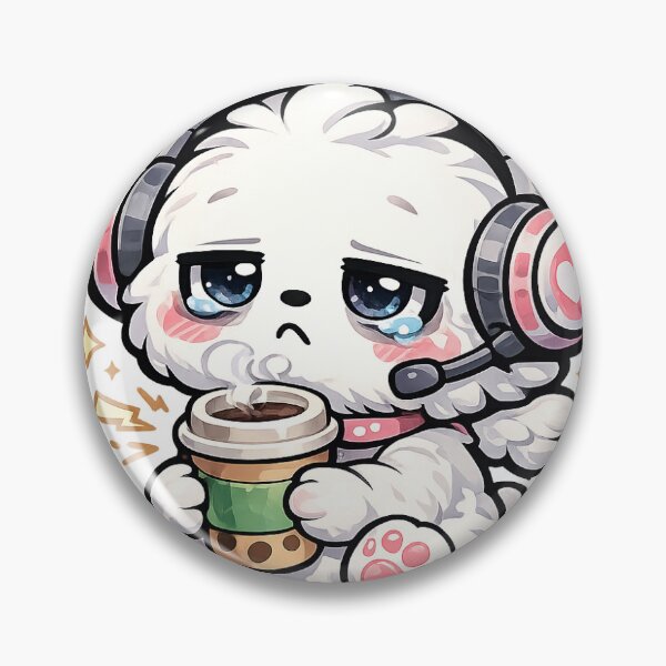 Item preview, Sleepy Headphone Puppy with Coffee | Cute Kawaii Character designed and sold by ArtPrintPov.