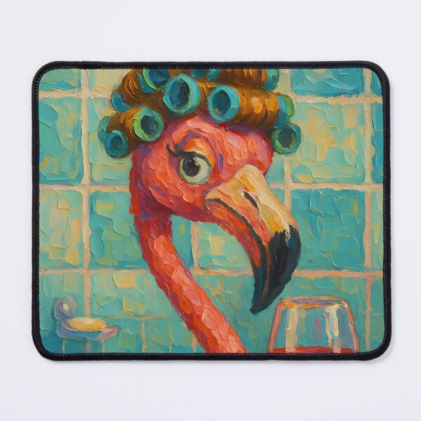 Item preview, Abstract Painting of Whimsical Flamingo Relaxation | Cute Pink Flamingo Illustration | Colorful Modern Tropical Wall Art Print designed and sold by PaintedPixels01.