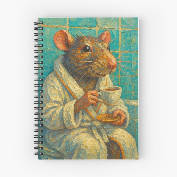 Item preview, Abstract Painting of Tea-Sipping Whimsical Rat | Cute Cozy Rat Illustration | Colorful Modern Cottagecore Animal Wall Art Print designed and sold by PaintedPixels01.