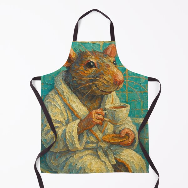 Item preview, Abstract Painting of Tea-Sipping Whimsical Rat | Cute Cozy Rat Illustration | Colorful Modern Cottagecore Animal Wall Art Print designed and sold by PaintedPixels01.