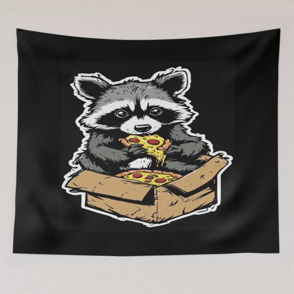 Item preview, Raccoon eating trash pizza designed and sold by NDstudio.