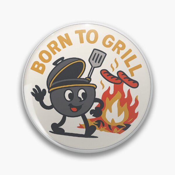 Item preview, BORN TO GRILL Funny Retro Cartoon BBQ Charactor designed and sold by MKTreasures.