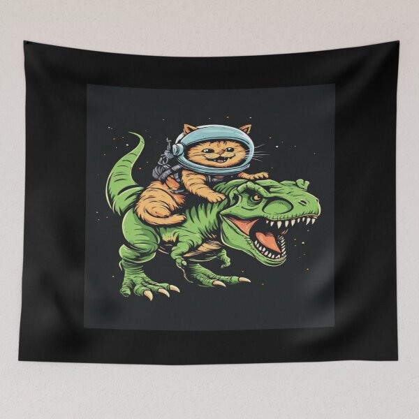 Item preview, Cat riding a dinosaur designed and sold by NDstudio.