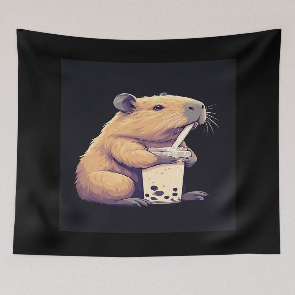 Item preview, Capybara drinking boba designed and sold by NDstudio.