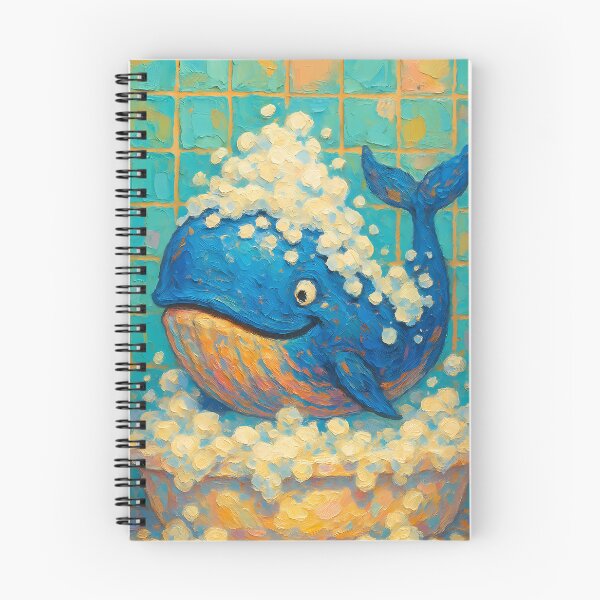 Item preview, Abstract Painting of Whimsical Whale Bath | Cute Playful Whale Illustration | Colorful Modern Coastal Bathroom Wall Art Print designed and sold by PaintedPixels01.