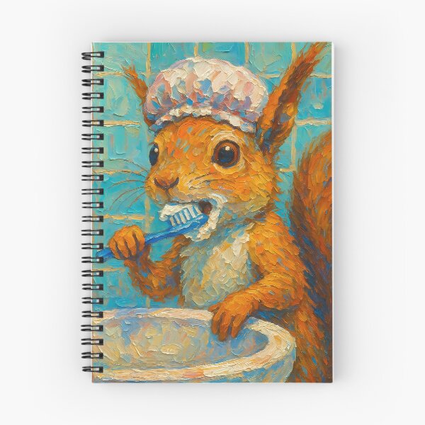Item preview, Abstract Painting of Whimsical Squirrel Hygiene | Cute Playful Squirrel Illustration | Colorful Modern Kids Bathroom Wall Art Print designed and sold by PaintedPixels01.