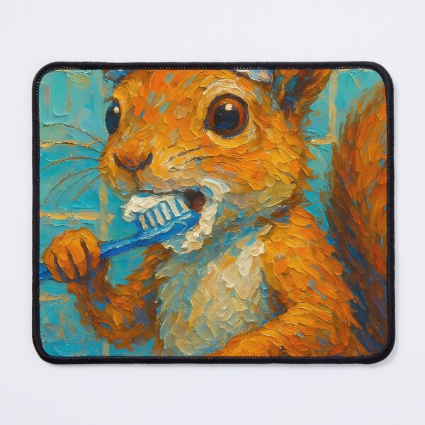 Item preview, Abstract Painting of Whimsical Squirrel Hygiene | Cute Playful Squirrel Illustration | Colorful Modern Kids Bathroom Wall Art Print designed and sold by PaintedPixels01.