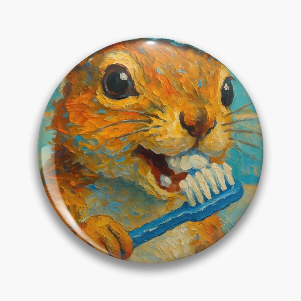 Item preview, Abstract Painting of Whimsical Squirrel Hygiene | Cute Playful Squirrel Illustration | Colorful Modern Kids Bathroom Wall Art Print designed and sold by PaintedPixels01.