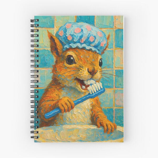 Item preview, Abstract Painting of Whimsical Squirrel Hygiene | Cute Playful Squirrel Illustration | Colorful Modern Kids Bathroom Wall Art Print designed and sold by PaintedPixels01.