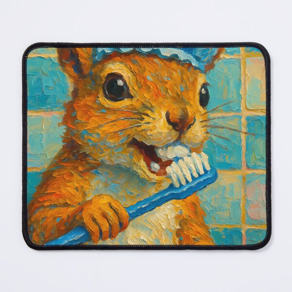 Item preview, Abstract Painting of Whimsical Squirrel Hygiene | Cute Playful Squirrel Illustration | Colorful Modern Kids Bathroom Wall Art Print designed and sold by PaintedPixels01.