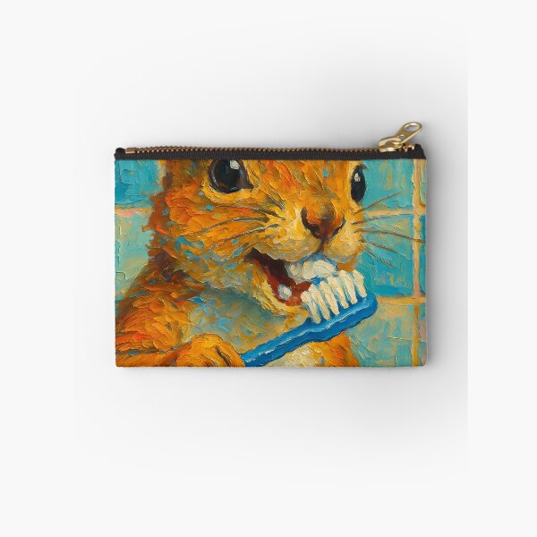 Item preview, Abstract Painting of Whimsical Squirrel Hygiene | Cute Playful Squirrel Illustration | Colorful Modern Kids Bathroom Wall Art Print designed and sold by PaintedPixels01.