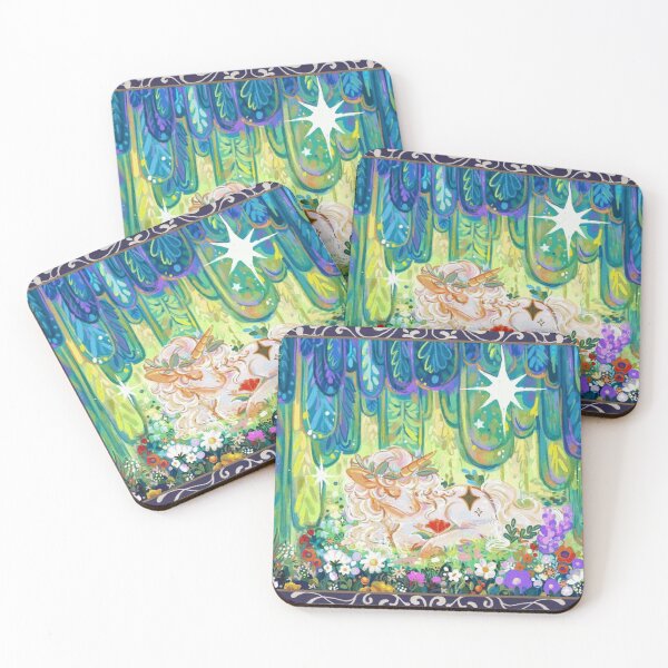 Item preview, Magical Sleeping Unicorn in Glowing Floral Forest designed and sold by SilasWexford.