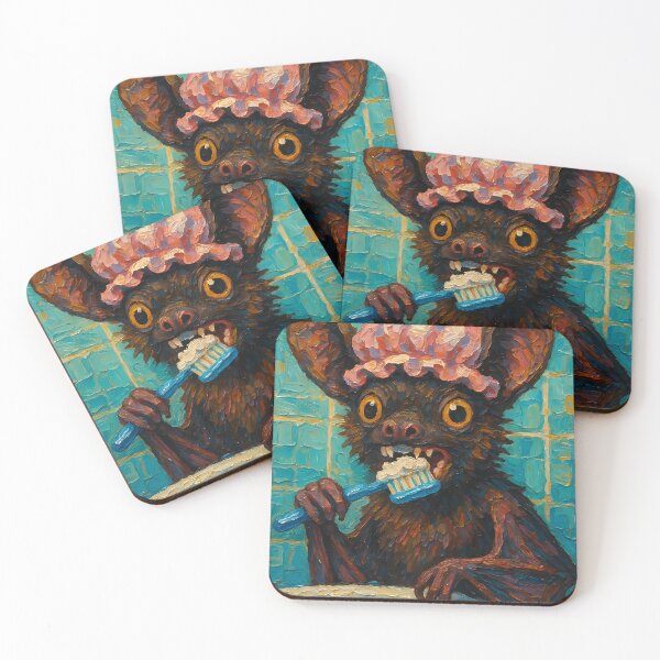 Item preview, Abstract Painting of Whimsical Bat in Bathroom | Cute Playful Bat Illustration | Colorful Modern Kids Bathroom Wall Art Print designed and sold by PaintedPixels01.