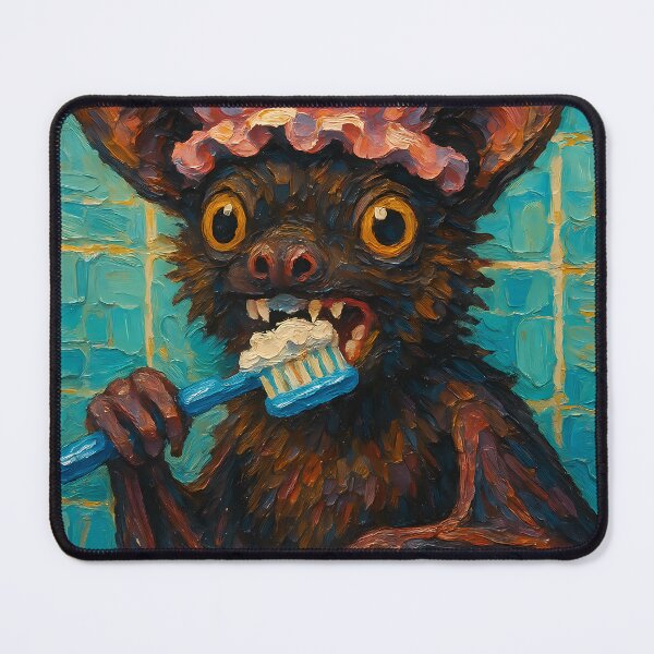 Item preview, Abstract Painting of Whimsical Bat in Bathroom | Cute Playful Bat Illustration | Colorful Modern Kids Bathroom Wall Art Print designed and sold by PaintedPixels01.
