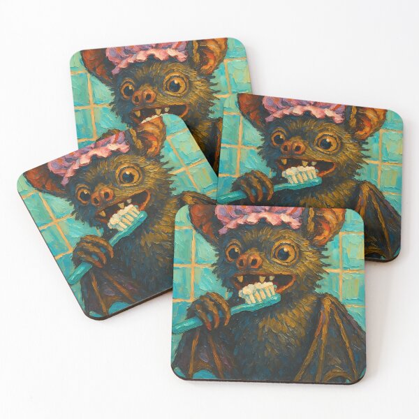Item preview, Abstract Painting of Whimsical Bat in Bathroom | Cute Playful Bat Illustration | Colorful Modern Kids Bathroom Wall Art Print designed and sold by PaintedPixels01.