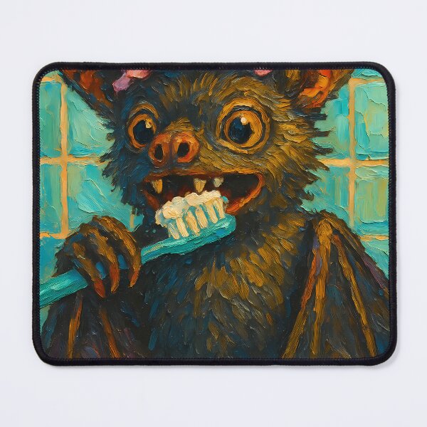 Item preview, Abstract Painting of Whimsical Bat in Bathroom | Cute Playful Bat Illustration | Colorful Modern Kids Bathroom Wall Art Print designed and sold by PaintedPixels01.