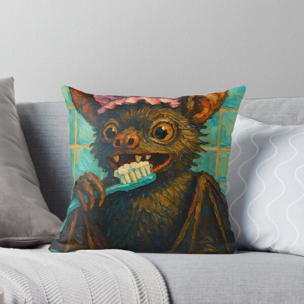Item preview, Abstract Painting of Whimsical Bat in Bathroom | Cute Playful Bat Illustration | Colorful Modern Kids Bathroom Wall Art Print designed and sold by PaintedPixels01.