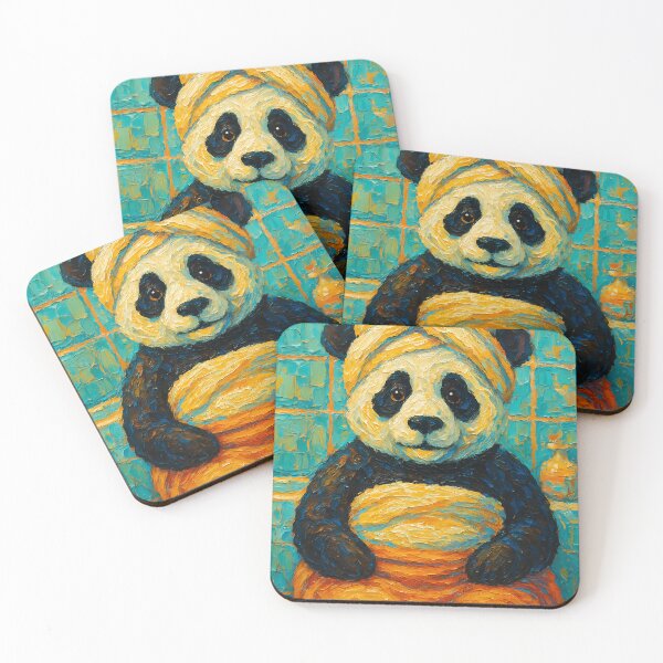 Item preview, Abstract Painting of Panda Spa Retreat | Whimsical Cute Panda Illustration | Colorful Modern Self-Care Animal Wall Art Print designed and sold by PaintedPixels01.