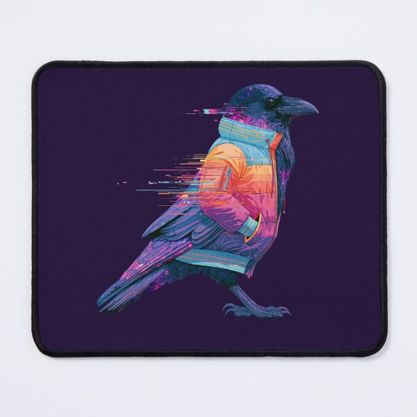 Item preview, Cyberpunk Neon Raven - Pastel Cosmic Goth Crow designed and sold by Artmugic.